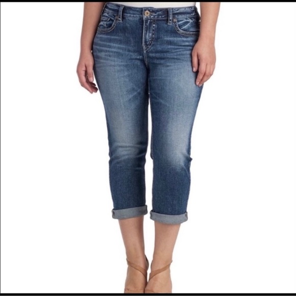 Silver Jeans Aiko Mid Capri denim stretch jeans mid rise women’s size 25 - Picture 1 of 13